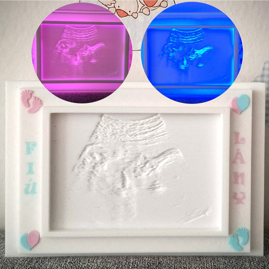 Gender reveal: baba nemét felfedő egyedi világító litofán kép