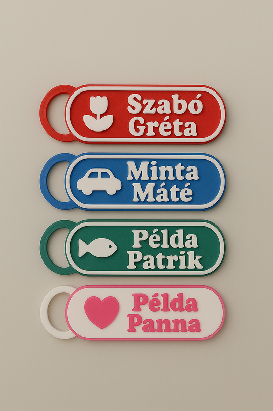 Ovis táska névtábla / kulcstartó saját jellel és névvel